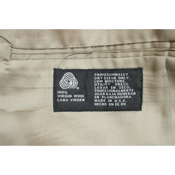 Stafford Blazer Men's Brown 46L 100% Wool 2-Button Tweed Elbow Patch Fleck USA - Picture 6 of 10